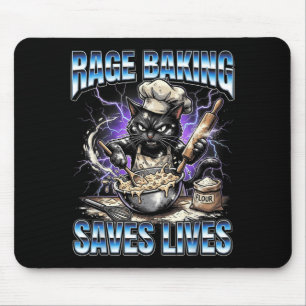 Rage Baking rettet Leben Lustige wütende Katze Zuh Mousepad