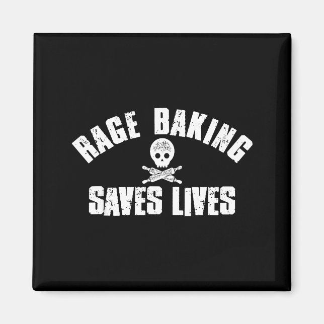 Rage Baking Saves Live Skull Funny Baker Cook Chef Magnet (Vorne)