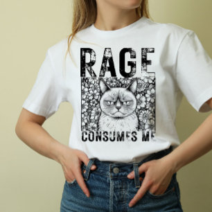 Rage Consumes Me Cat Meme Line Art Unisex T-Shirt