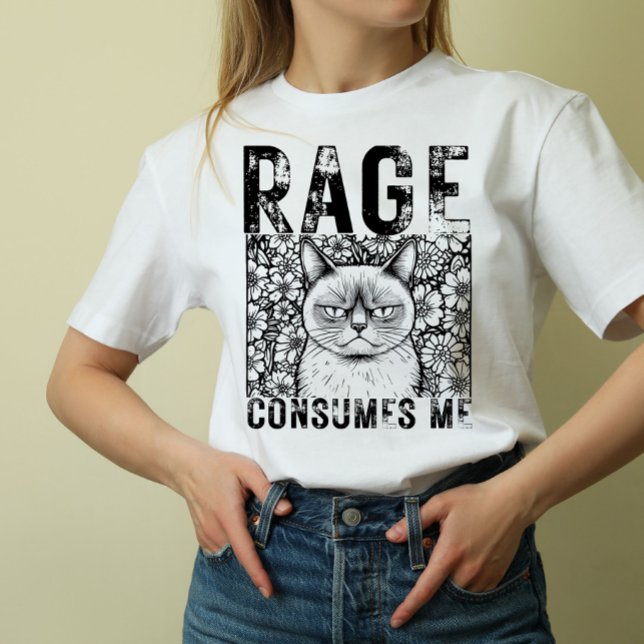 Rage Consumes Me Cat Meme Line Art Unisex  T-Shirt (Von Creator hochgeladen)