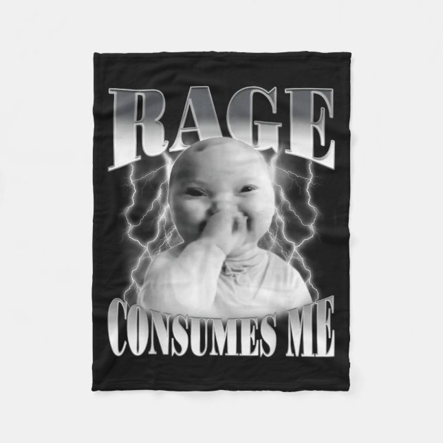 Rage Consumes Me Funny Ai Baby Holding Laugh Brain Fleecedecke (Vorderseite)