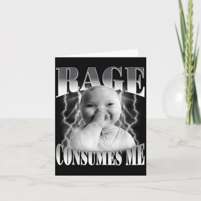 Rage Consumes Me Funny Ai Baby Holding Laugh Brain Karte (Vorderseite)