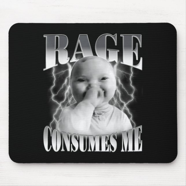 Rage Consumes Me Funny Ai Baby Holding Laugh Brain Mousepad (Vorne)