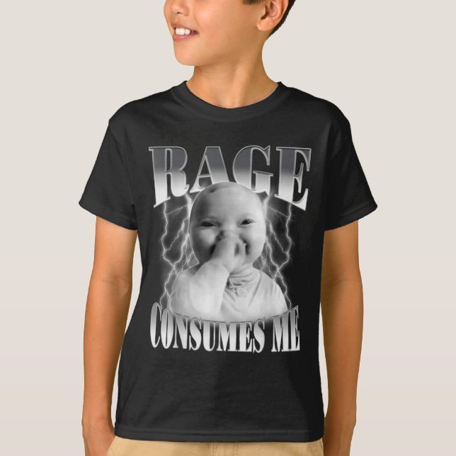 Rage Consumes Me Funny Ai Baby Holding Laugh Brain T-Shirt (Vorderseite)