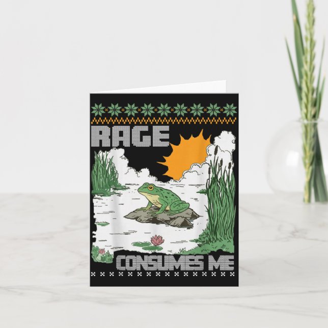 Rage Consumes Me Ugly Christmas Sweaters Funny Fro Karte (Vorderseite)