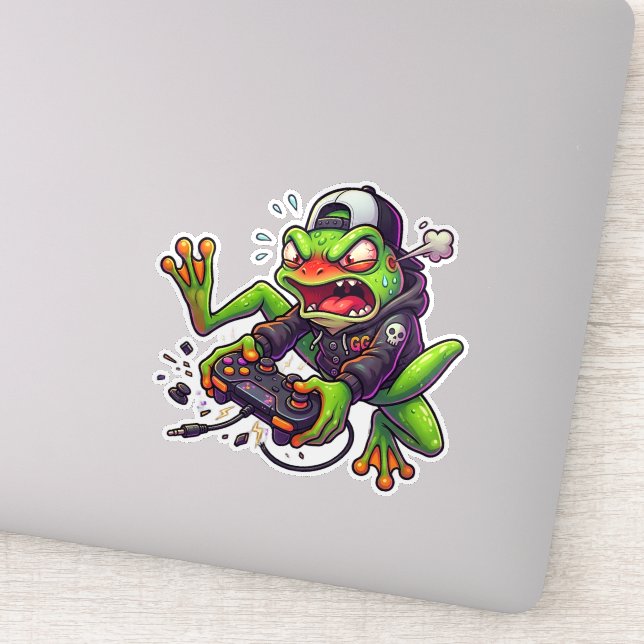 Rage-Quit-Gamer-Frosch-Aufkleber Aufkleber (Detail)