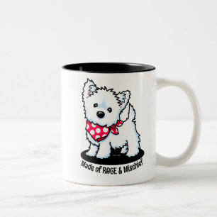 Rage und Mischief Westie Zweifarbige Tasse