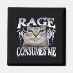 Rage verbraucht mich lustig Albern Staring Cat Mem Magnet