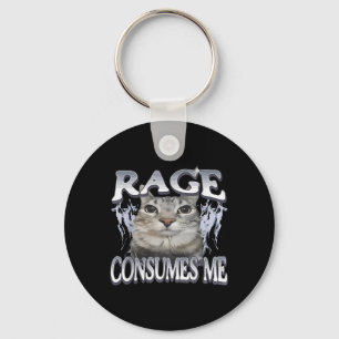 Rage verbraucht mich lustig Albern Staring Cat Mem Schlüsselanhänger