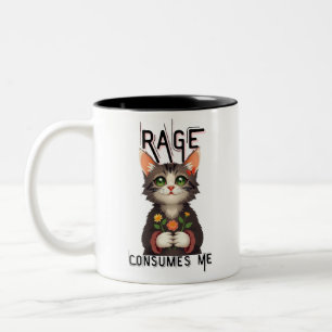 Rage verzehrt mich Cat-Blume Zweifarbige Tasse