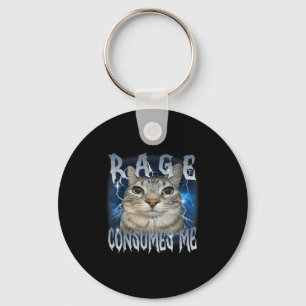 Rage verzehrt mich Katze Vintage lustige Meme Schlüsselanhänger