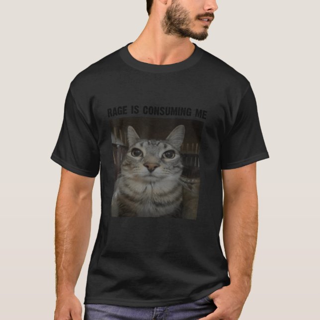 Rage verzehrt mich Katzenkatze Albern Staring Cat  T-Shirt (Vorderseite)