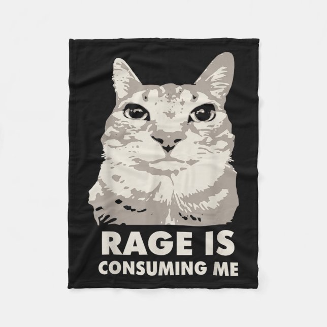 Rage verzehrt mich wütend Cat Meme Sarcasm Funny Fleecedecke (Vorderseite)