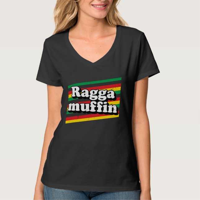 Raggamuffin Rasta  Jamaica Roots Rastafarian Regga T-Shirt (Vorderseite)