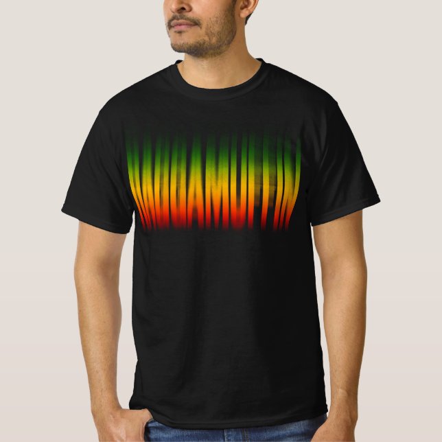 Raggamuffin verschwommener Effekt Typografie Rasta T-Shirt (Vorderseite)