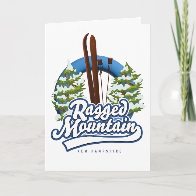 Ragged Mountain - New Hampshire-Logo Feiertagskarte (Vorderseite)
