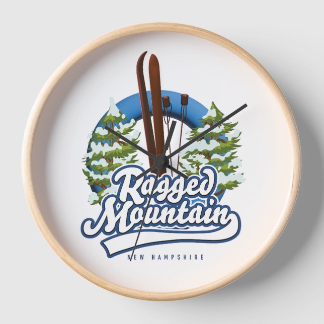 Ragged Mountain - New Hampshire-Logo Uhr (Vorderseite)