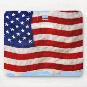 Ragged US Flag United Staaten Patriotic Art Design Mousepad