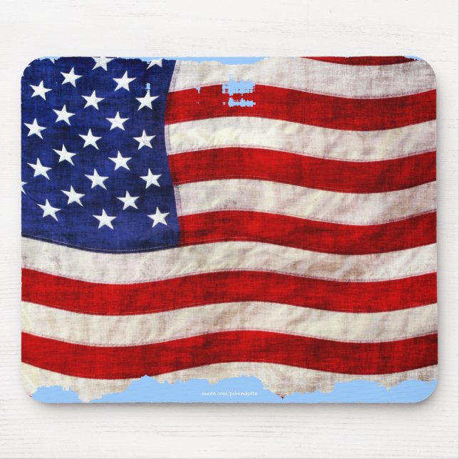Ragged US Flag United Staaten Patriotic Art Design Mousepad (Vorne)