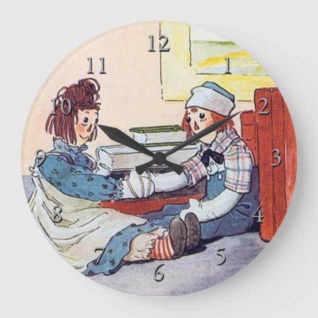 Raggedy Andy Meet for the First Time Große Wanduhr (Vorderseite)