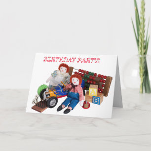 Raggedy Ann Andy Kindermädchen Geburtstagskind Einladung