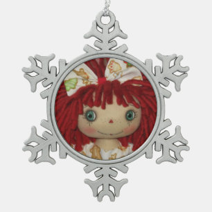 Raggedy Ann Annie Lebkuchen Schneeflocken Zinn-Ornament