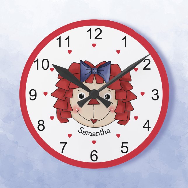 Raggedy Ann Face Personalisiert Runde Wanduhr (Von Creator hochgeladen)