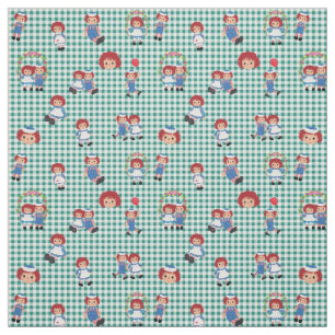 Raggedy Ann und Andy zu Green Gingham Stoff
