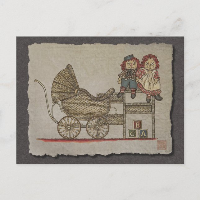 Raggedy Doll & Baby Buggy Postkarte (Vorderseite)