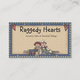 Raggedy Hearts primitive Country Business Card Visitenkarte