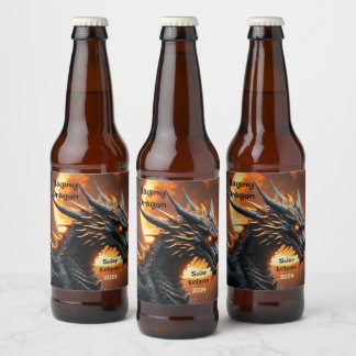 Raging Dragon Solar Eclipse Anpassen Set von 6 Bierflaschenetikett