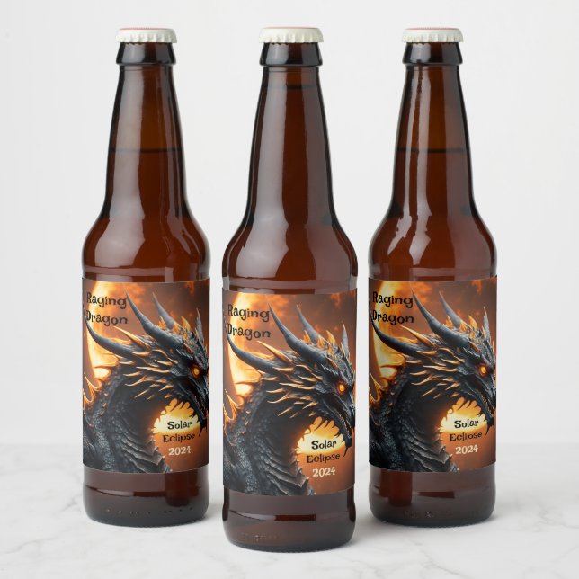 Raging Dragon Solar Eclipse Anpassen Set von 6 Bierflaschenetikett (Flaschen)