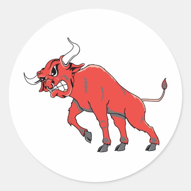 Raging Red Bull Runder Aufkleber (Vorderseite)