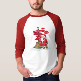 Raglan Christmas Shirt: Funny Santa 3/4 Sleeve Hol T-Shirt