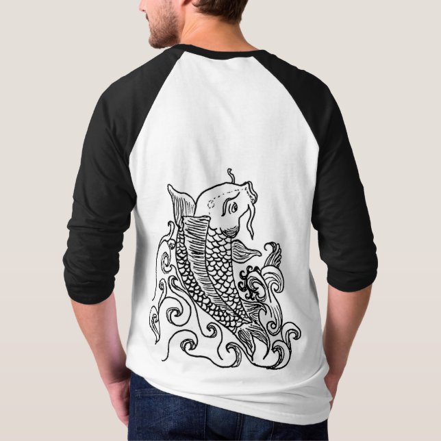 Raglan-T - Shirt koi Fische die Hülse der Männer (Rückseite)