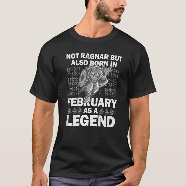 Ragnar February Legend Valhalla Viking Vater Premi T-Shirt (Vorderseite)