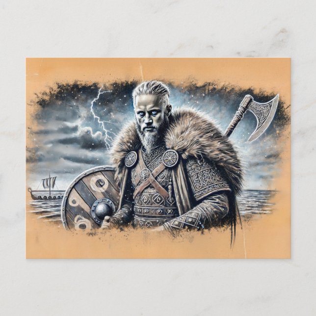 Ragnar Lodbrok in Pastel Chalk Zeichnend Postkarte (Vorderseite)