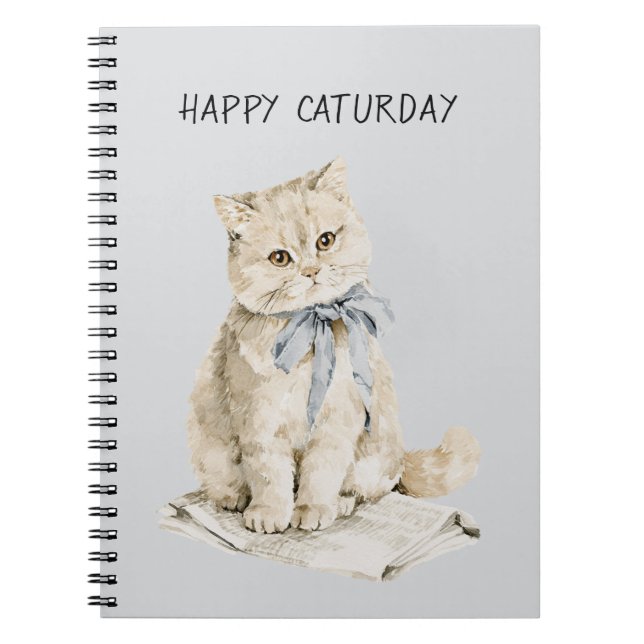 Rah Katze Blaue Schleife Caturday Notizblock (Vorderseite)
