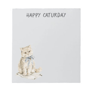 Rah Katze Blaue Schleife Caturday Notizblock