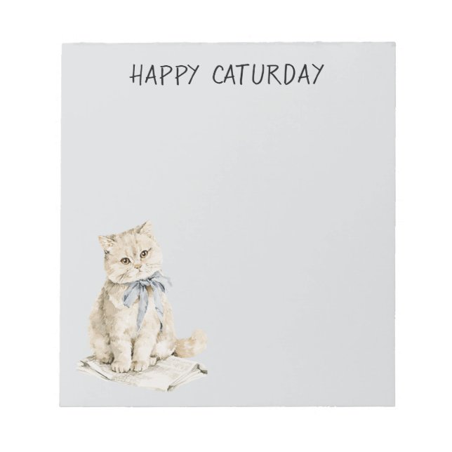 Rah Katze Blaue Schleife Caturday Notizblock (Vorderseite)