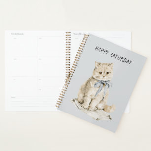 Rah Katze Blaue Schleife Caturday Planer