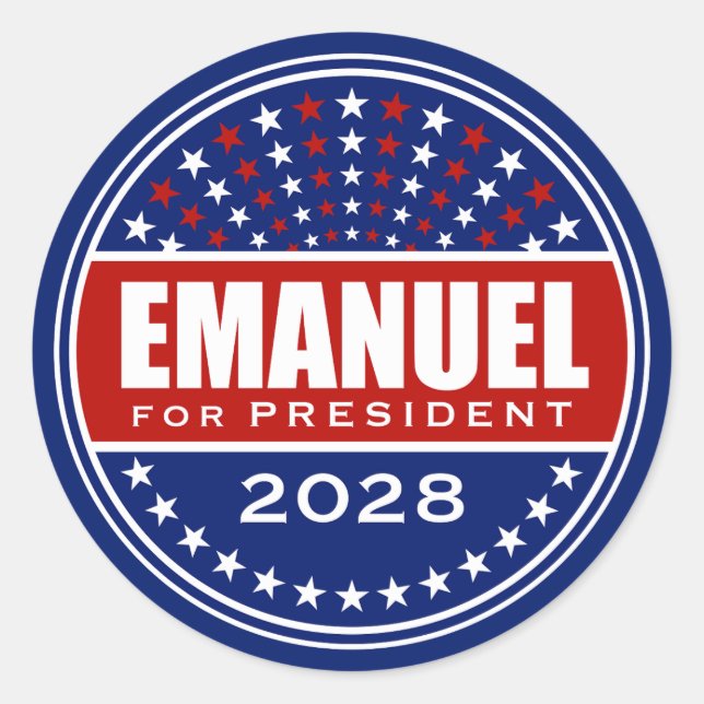 Rahm Emanuel für Präsident 2028 Runder Aufkleber (Vorderseite)