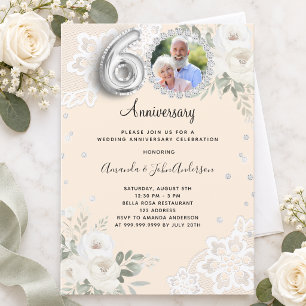 Rahmdiamanten Blumen 60. Hochzeitstag Einladung