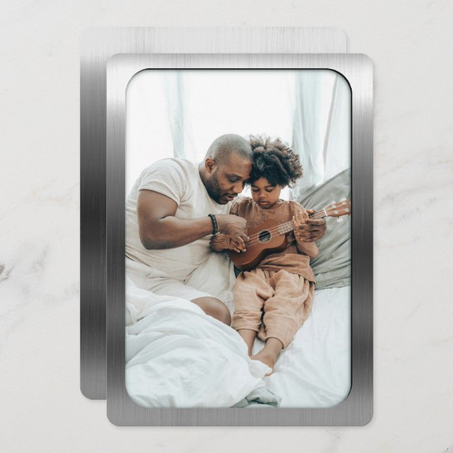 Rahmen aus gebürstetem Foto - Vatertag Feiertagskarte (Vorne/Hinten)