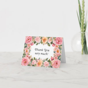 Rahmen aus rosa Blumen Danke