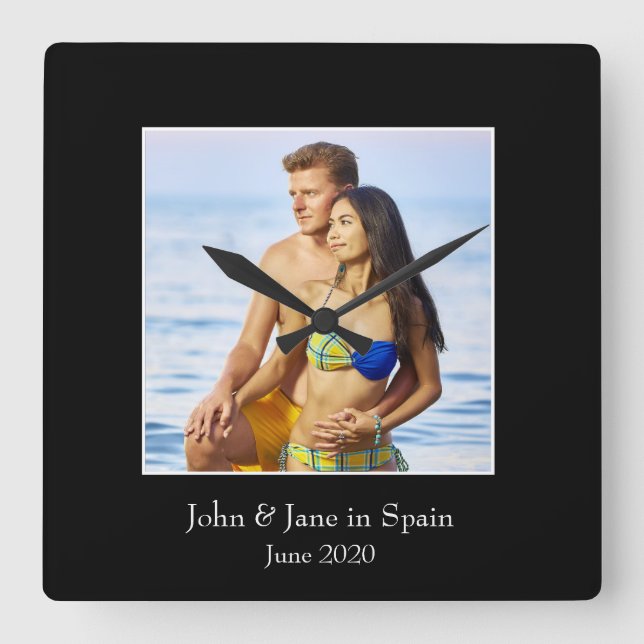 Rahmen, benutzerdefiniertes Foto - Personalisiert Quadratische Wanduhr (Vorderseite)