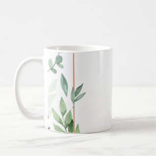 Rahmen-Blätter mit Aquarellfarben Kaffeetasse