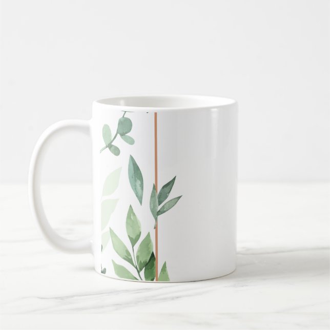 Rahmen-Blätter mit Aquarellfarben Kaffeetasse (Links)