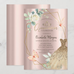 Rahmen Blume Schmetterlinge Dress Rose Gold Einladung