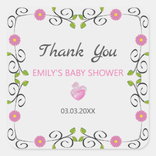 Rahmen für Blume und Blätter Quadratischer Aufkleber